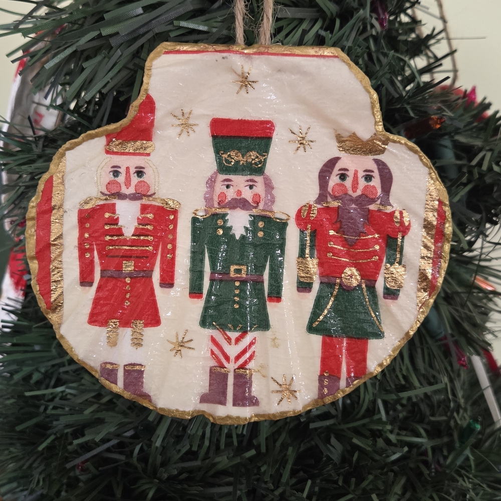 Nutcracker Trio Ornament with Gold Trim